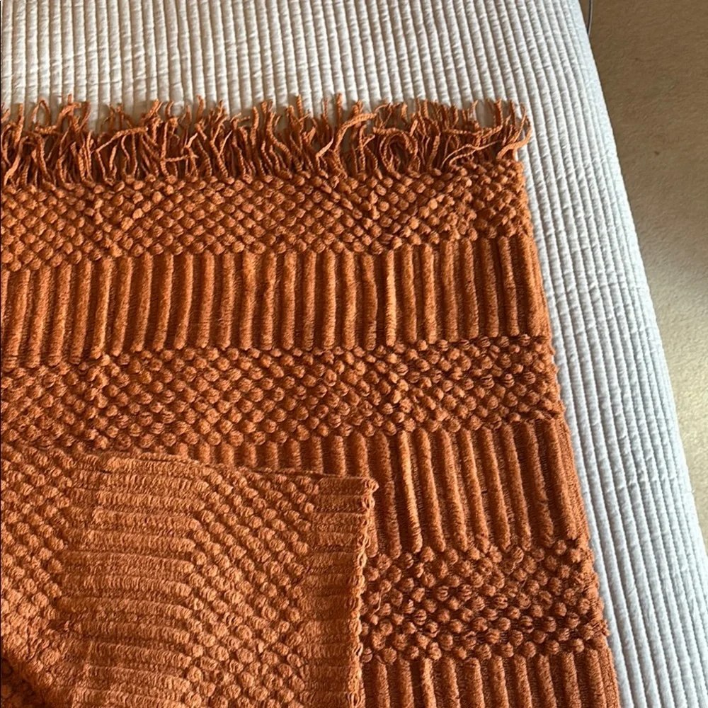Cozy Orange Brown Knit Throw